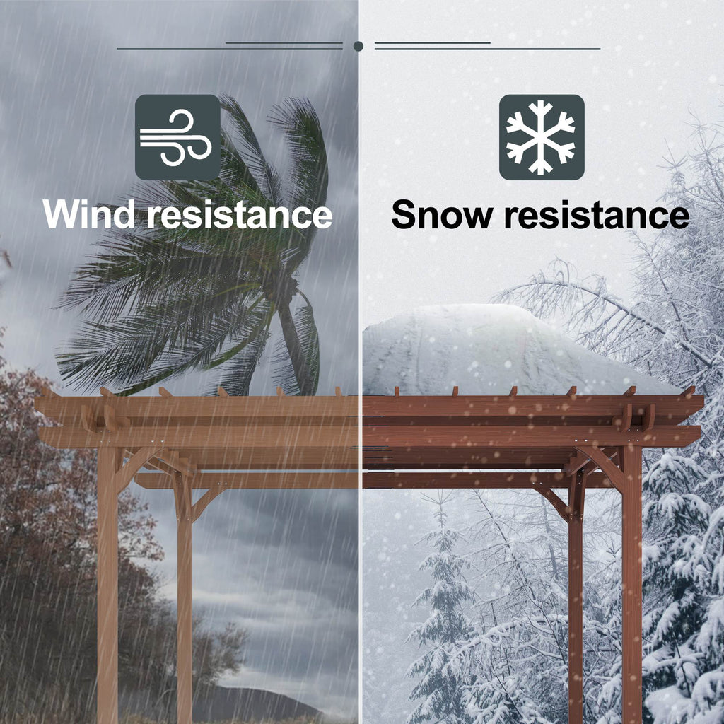 Outdoor Wooden Pergola Gazebo – Patio & Garden Pergola for Climbing Plants (Brown)