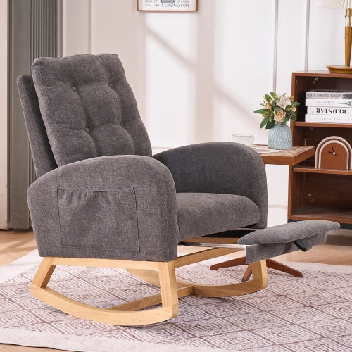 Accent rocking chair with footrest comfortable chair for living room and nursery