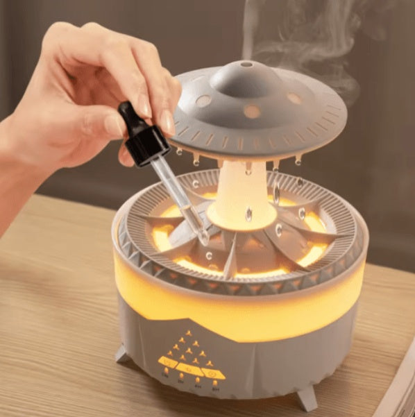 Mushroom Air Humidifier with 7-Color LED Lights & Aromatherapy – Rain Cloud Mist Diffuser for Home & Office (150ml)