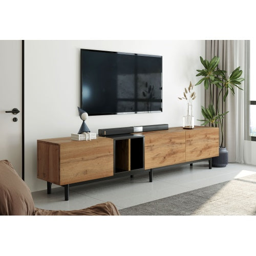 Modern TV Stand for 80 Inch TV – Media Console & Entertainment Center with 3 Doors