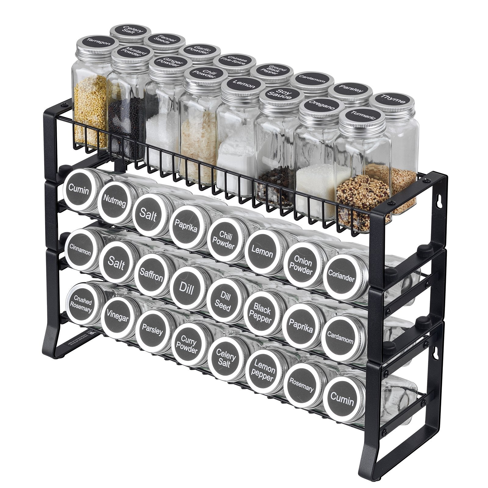 Spice Rack Organizer for Cabinet & Kitchen Countertop – 18" x 11" Seasoning Storage Shelf
