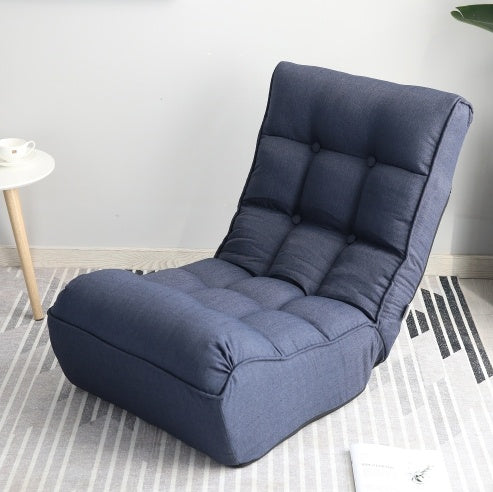 Japanese Style Single Sofa Reclining Floor Chair – Adjustable Lazy Tatami Chair (Navy)