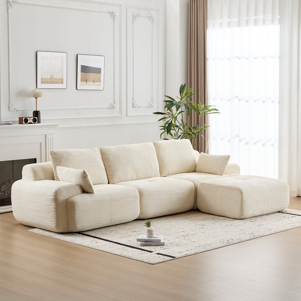 Modern Memory Foam Modular Sectional Sofa – 3-Seat Cloud Couch in Beige (No Assembly Required)