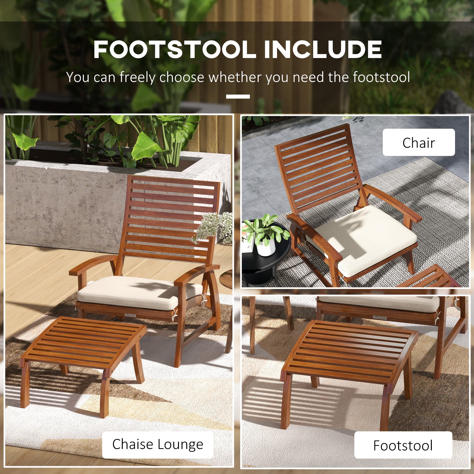 Outsunny 4-Piece Patio Furniture Set – Cozy Garden Chairs with Footstools