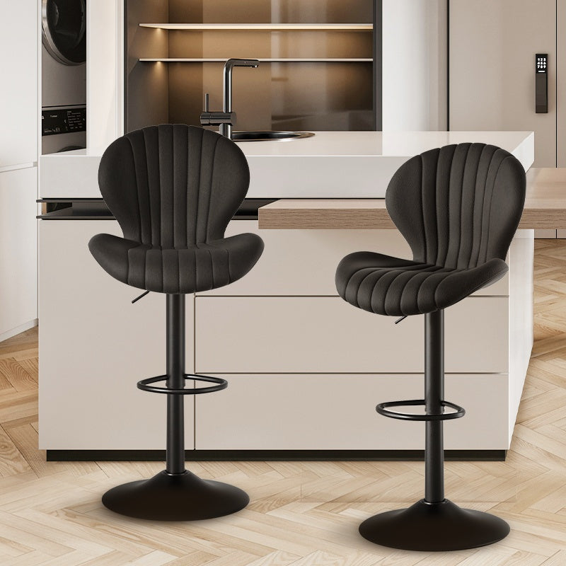 Contemporary Bar Stools Set of 2 – Modern Swivel Bar Chairs with High Backrest, Counter Height