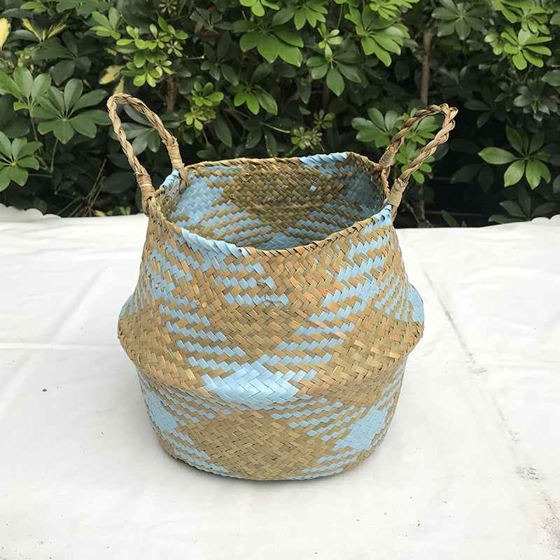 Straw Woven Fruit Folding Kitchen Decoration Basket – Multi-Purpose Storage & Flower Basket