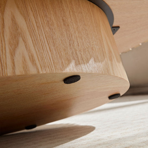 Modern Handcrafted Drum Coffee Table – 43.7" Oval Coffee Table in Natural Ash