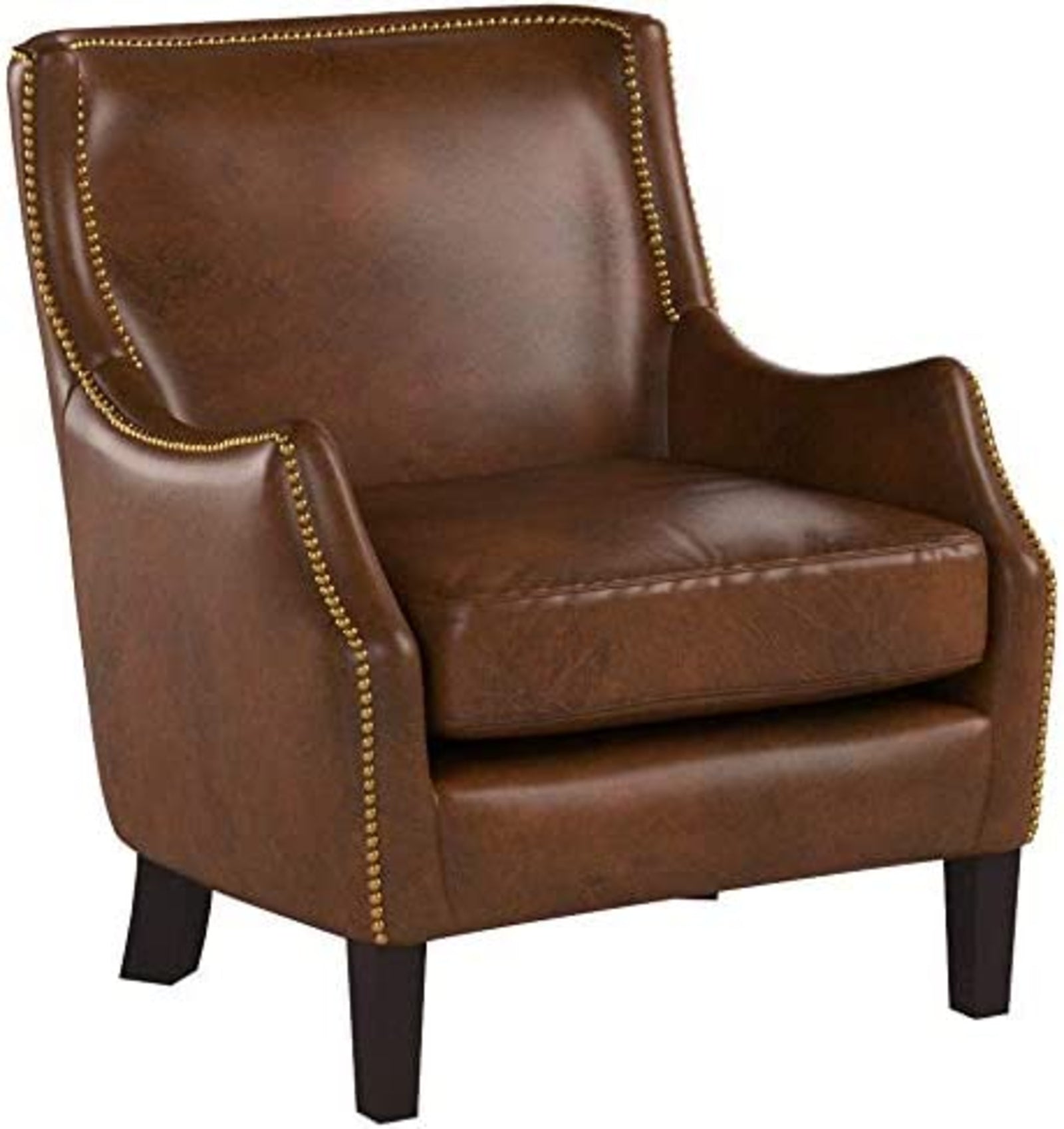 Vintage Brown Top Grain Leather Accent Chair – Single Sofa Armchair for Living Room & Office