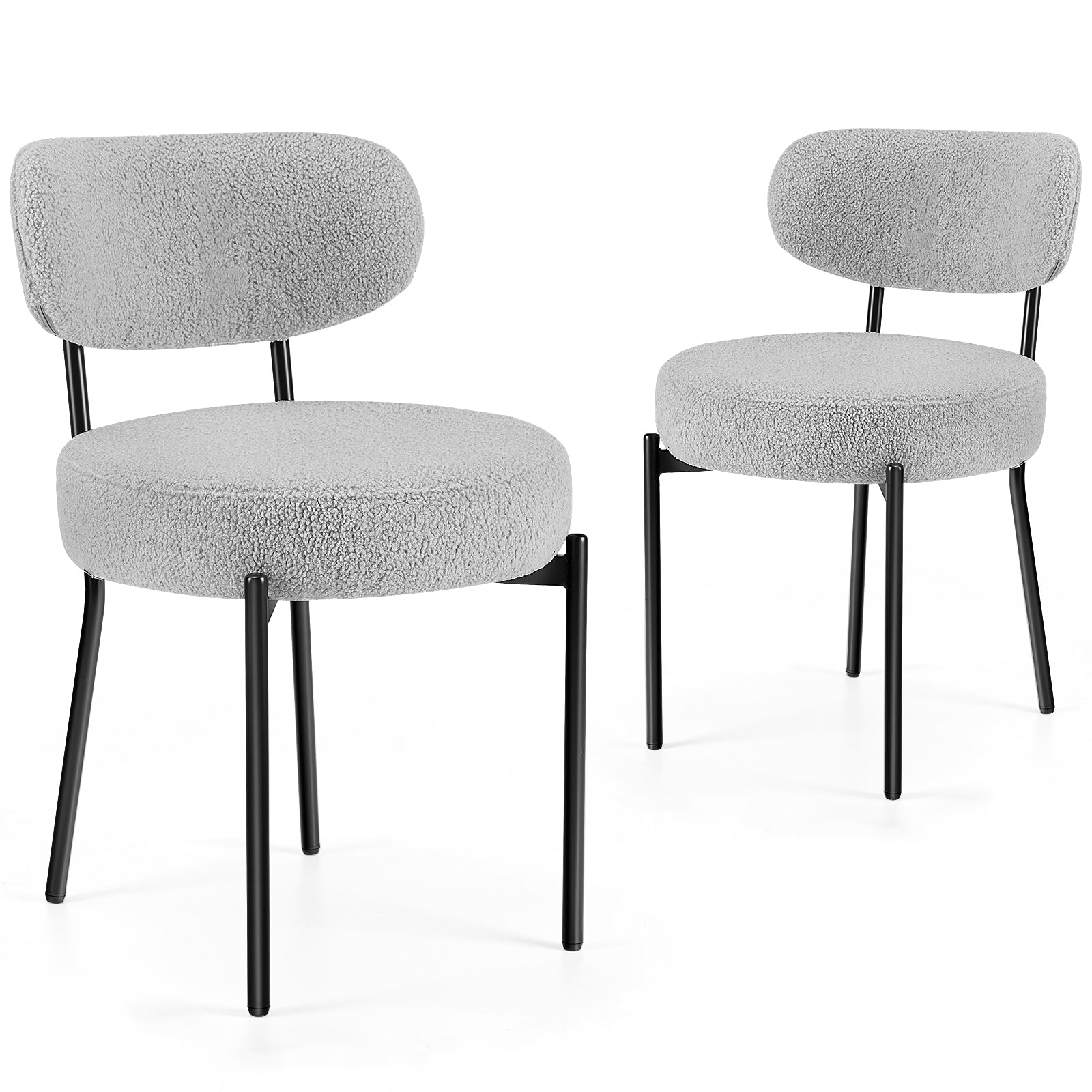 White Cushion Black Steel Frame Dining Room Chair – Modern & Comfortable 2-Pack