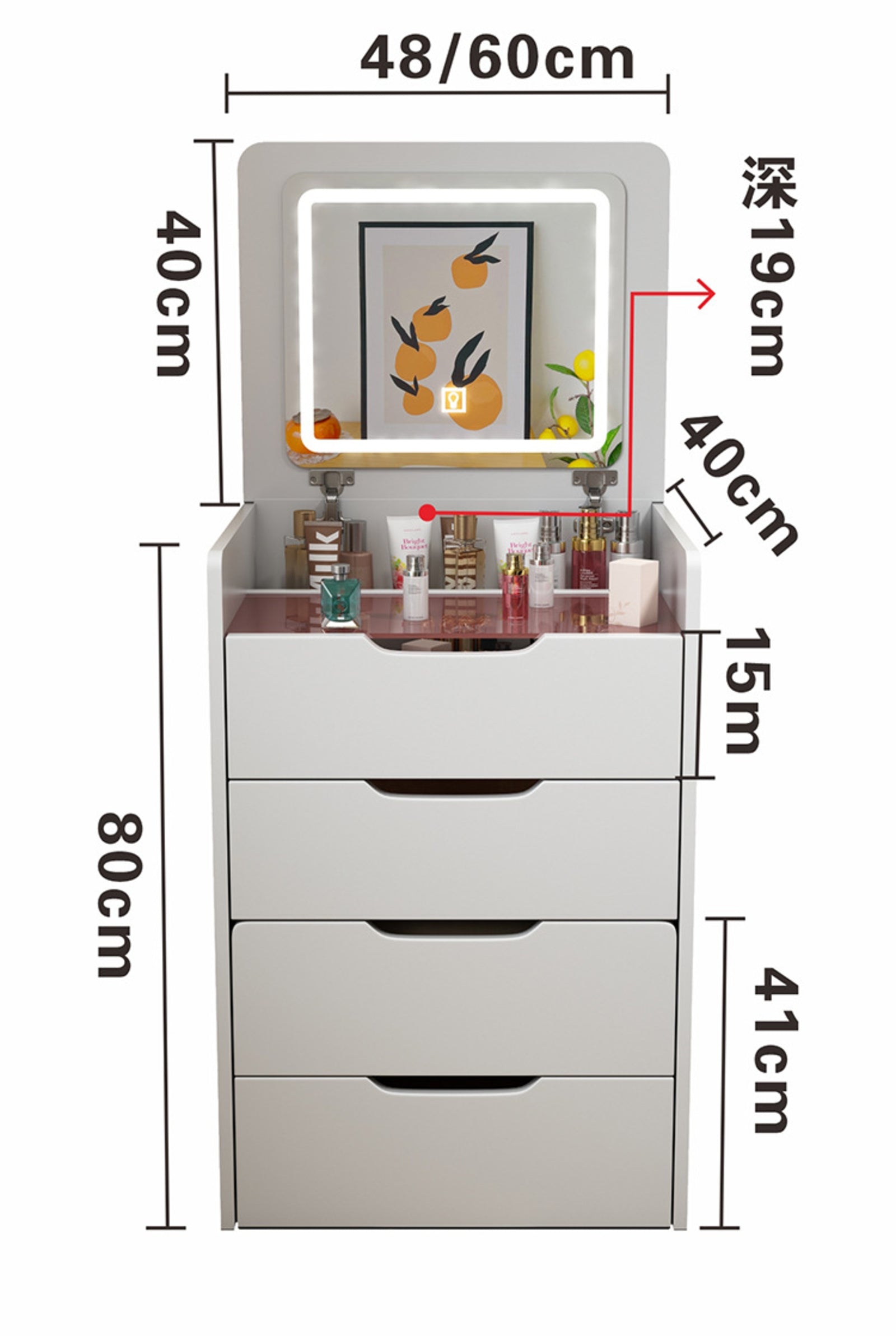 3-in-1 Vanity Desk with Flip-Top Mirror | Compact Makeup Vanity Set with Glass Desktop – White