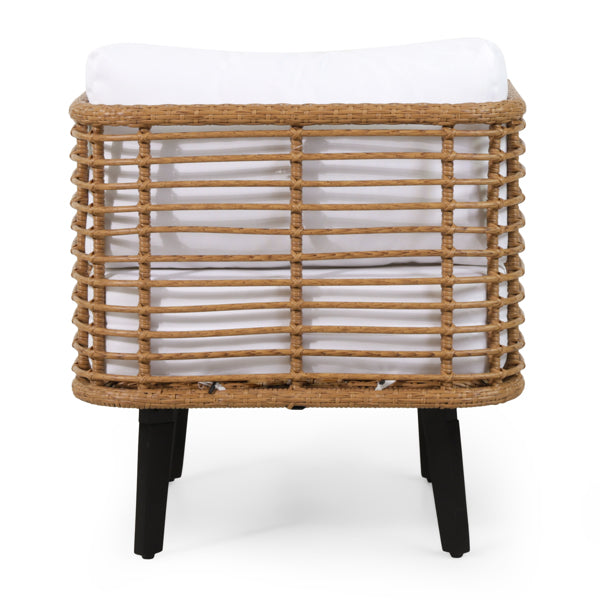 Outdoor Club Chair – Modern Wicker Chair with Acacia Wood Legs and Water-Resistant Cushions