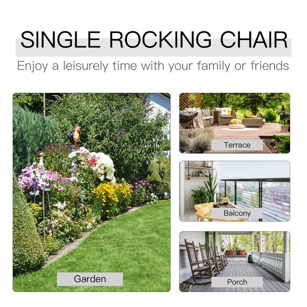 Classic Wooden High-Back Rocker – Carbonized Outdoor Rocking Chair for Garden Serenity