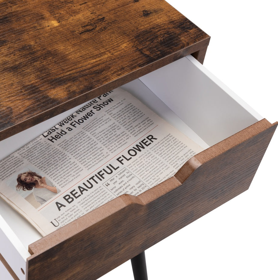 Modern Nightstand with 2 Drawers – Solid Wood Bedroom & Living Room Side Table