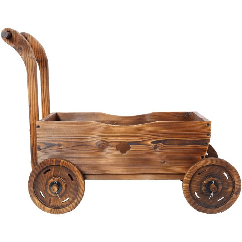 Wooden Wagon Planter Box – Mobile Garden Flower Cart for Indoor & Outdoor Decor
