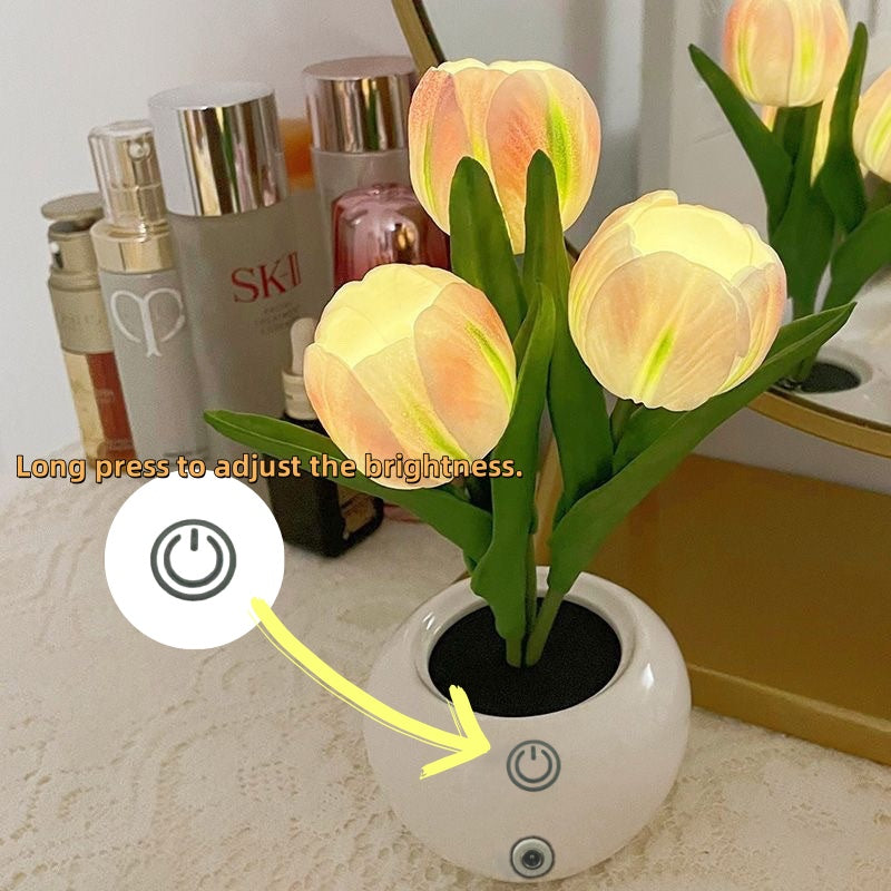 Tulip Lamp - LED Replica Tulip Table Lamp With Flower Vase For Desktop Decoration,Suitable For Home,living Room,desktop Decoration,holiday Gifts,atmosphere Decoration Lamps,Powered By USB