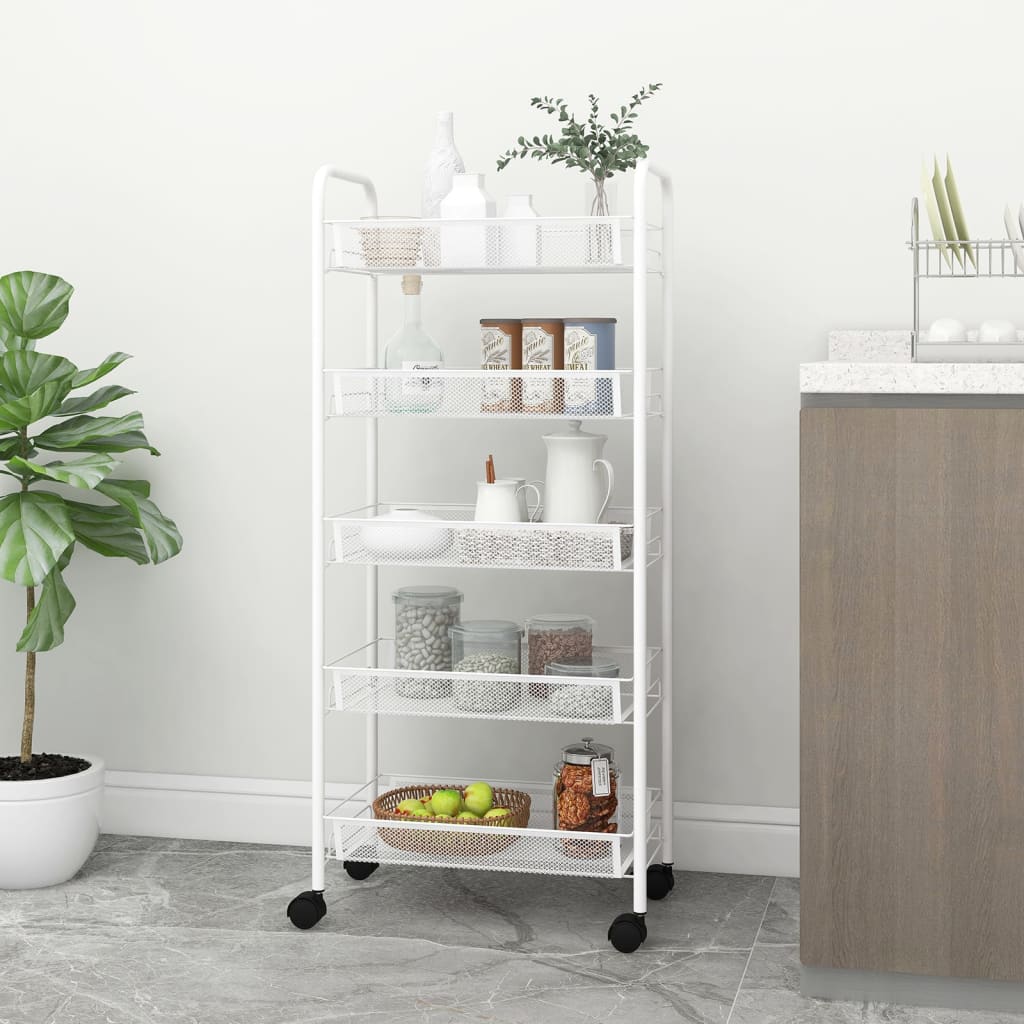 3-Tier Kitchen Trolley Cart with Wheels – Metal Rolling Storage Organizer (46 cm)