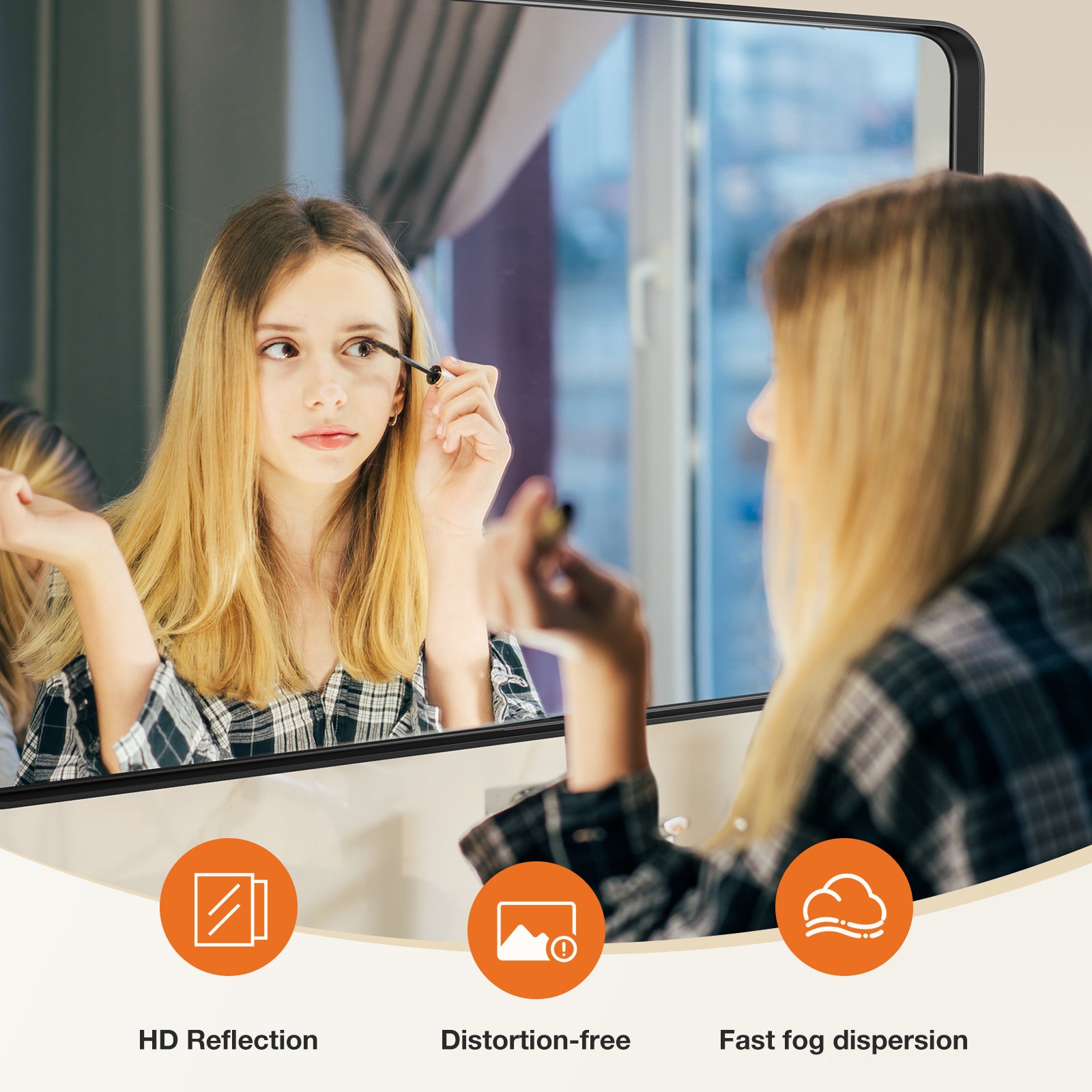 Wall Vanity Mirror – Matte Black Framed Rectangular Bathroom Mirror