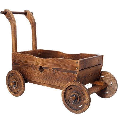 Wooden Wagon Planter Box – Mobile Garden Flower Cart for Indoor & Outdoor Decor