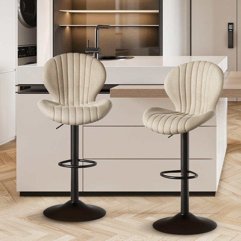 Contemporary Bar Stools Set of 2 – Modern Swivel Bar Chairs with High Backrest, Counter Height