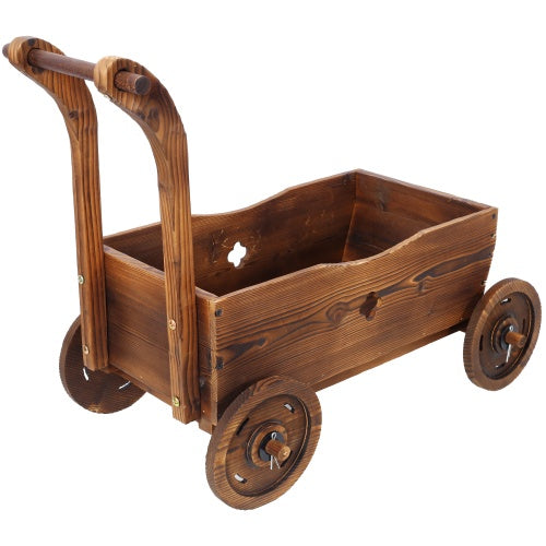 Wooden Wagon Planter Box – Mobile Garden Flower Cart for Indoor & Outdoor Decor