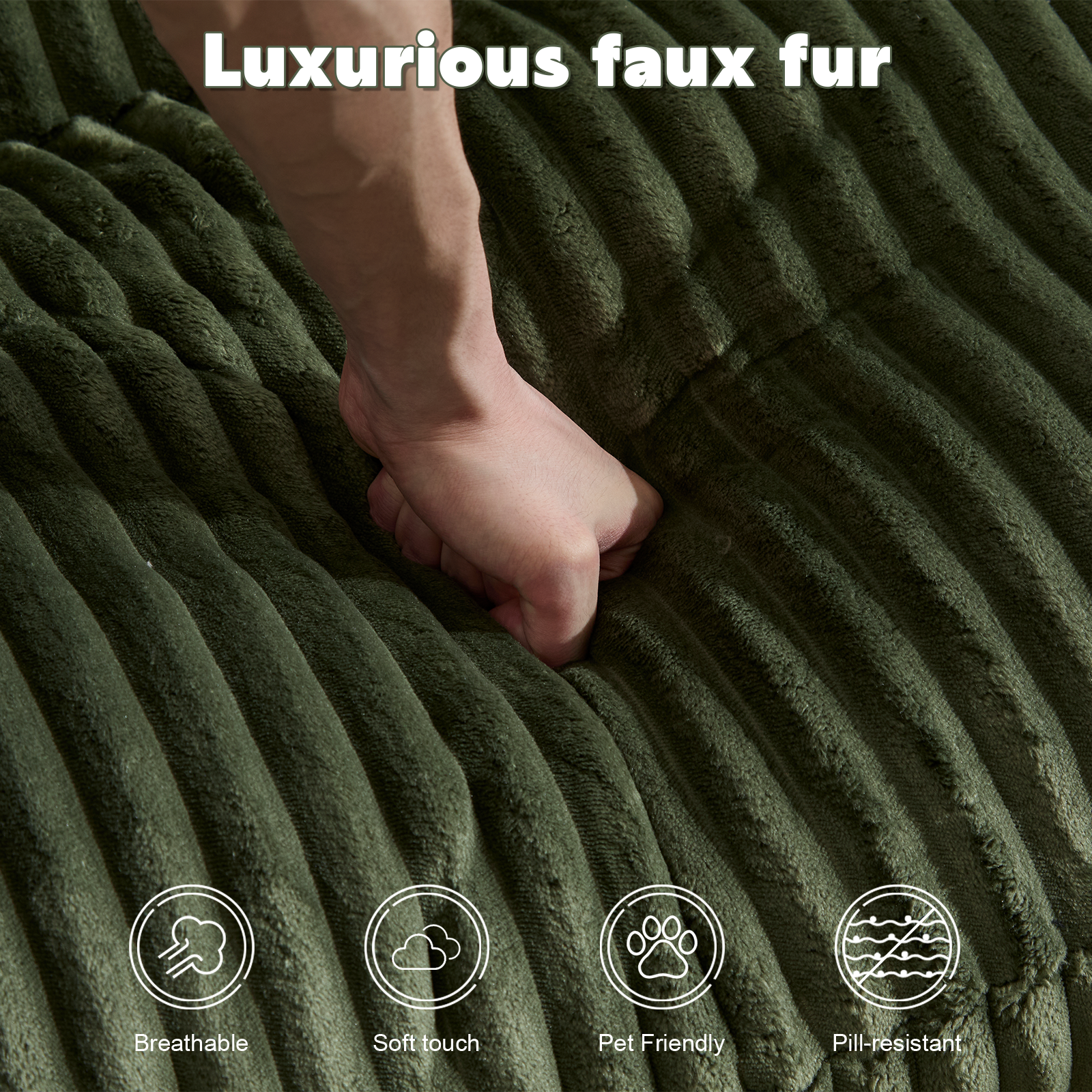 Double Chaise Lounge Sleeper Sofa – Oversized Corduroy Cloud Couch with Memory Foam, Green