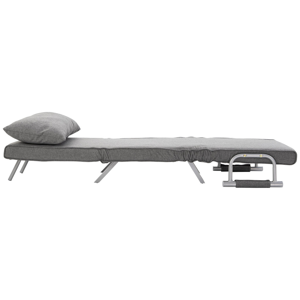 Single Person Folding 5-Position Convertible Sofa Bed Sleeper Chair – Light Grey
