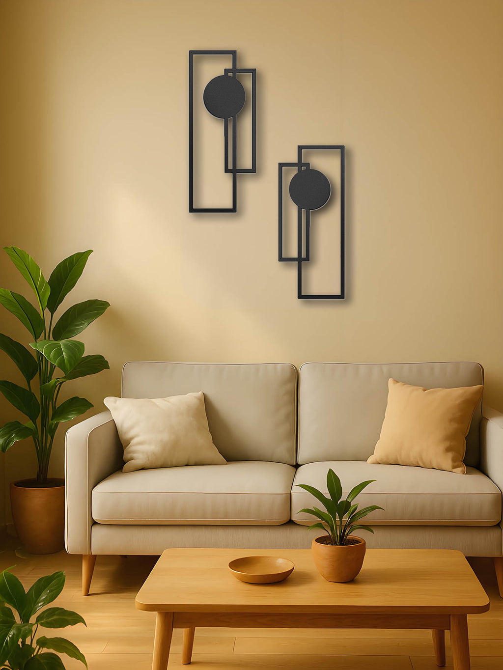 2-Piece Metal Wall Art Set – Minimalist Abstract Geometric Vertical Wall Décor