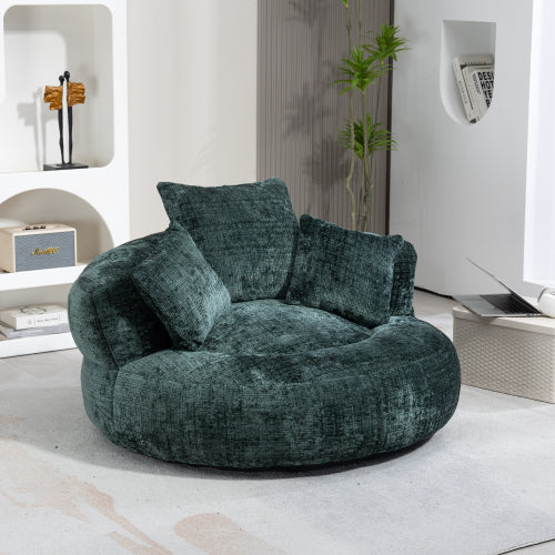 COOLMORE Lazy Sofa Bean Bag Chair – High Back Chenille Lounge Chair with Pillows for Bedroom, Living Room & Gaming (Beige)