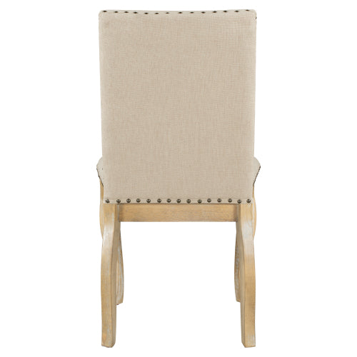 TREXM Set of 4 Upholstered Dining Chairs – Solid Wood Fabric Chairs with Nailhead Trim, Natural Wood Wash