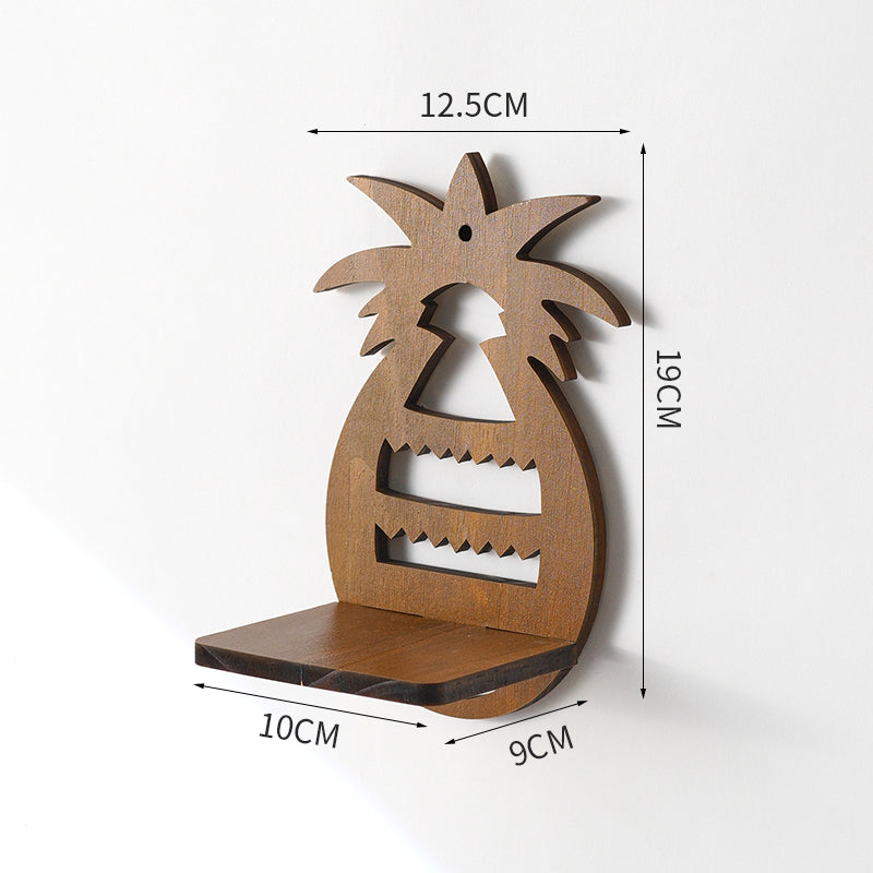 Retro Solid Wood Wall Shelf with Hydroponic Plant Vase – Vintage Home Wall Décor