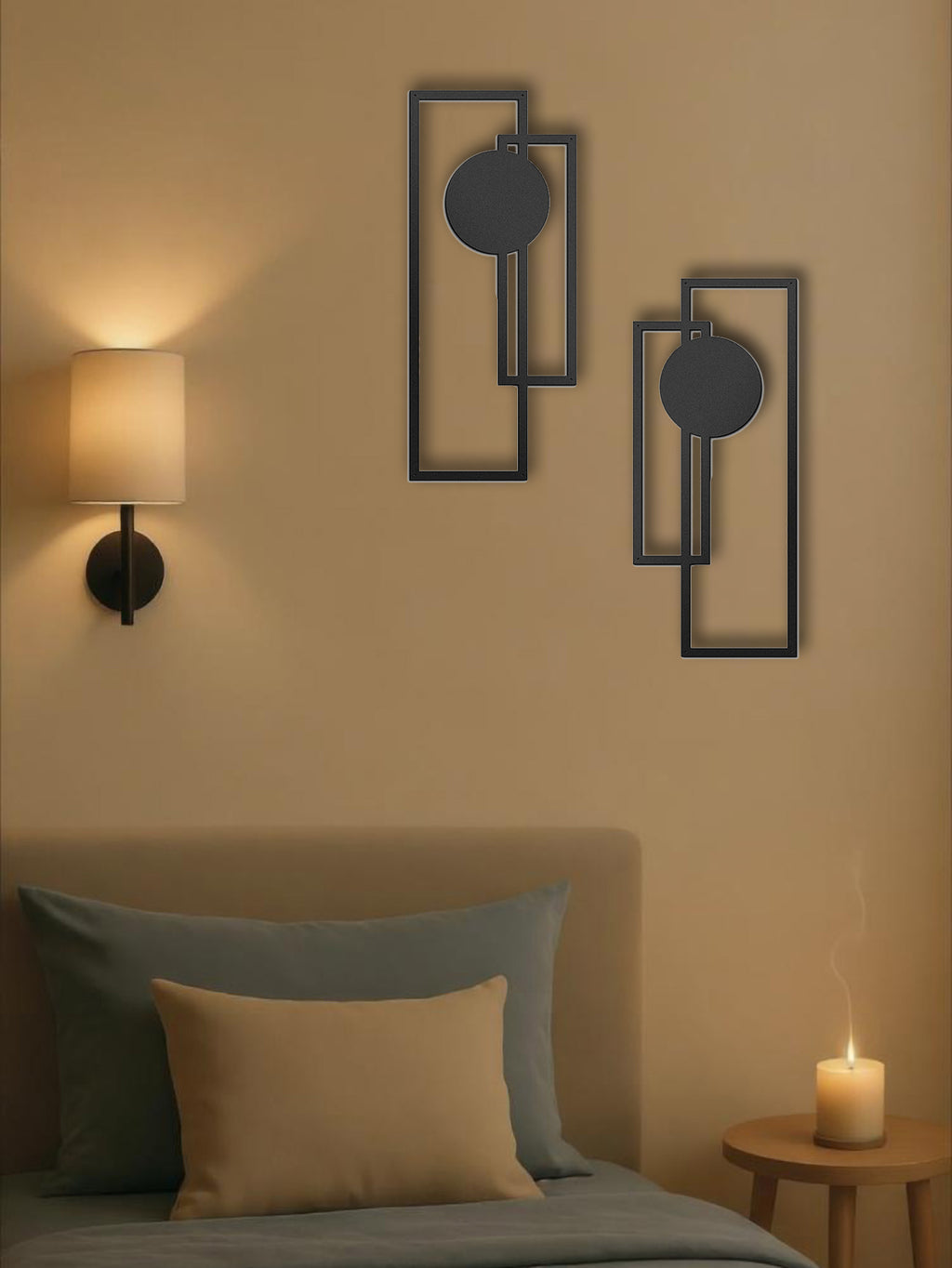 2-Piece Metal Wall Art Set – Minimalist Abstract Geometric Vertical Wall Décor