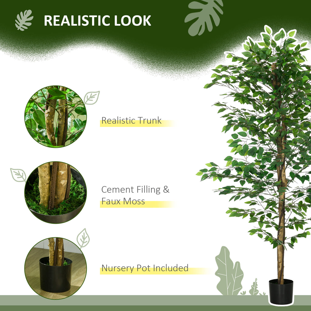 Artificial Ficus Tree 6FT – Indoor Faux Floor Plant in Pot for Home & Office Décor