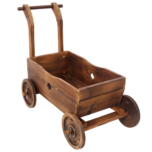 Wooden Wagon Planter Box – Mobile Garden Flower Cart for Indoor & Outdoor Decor