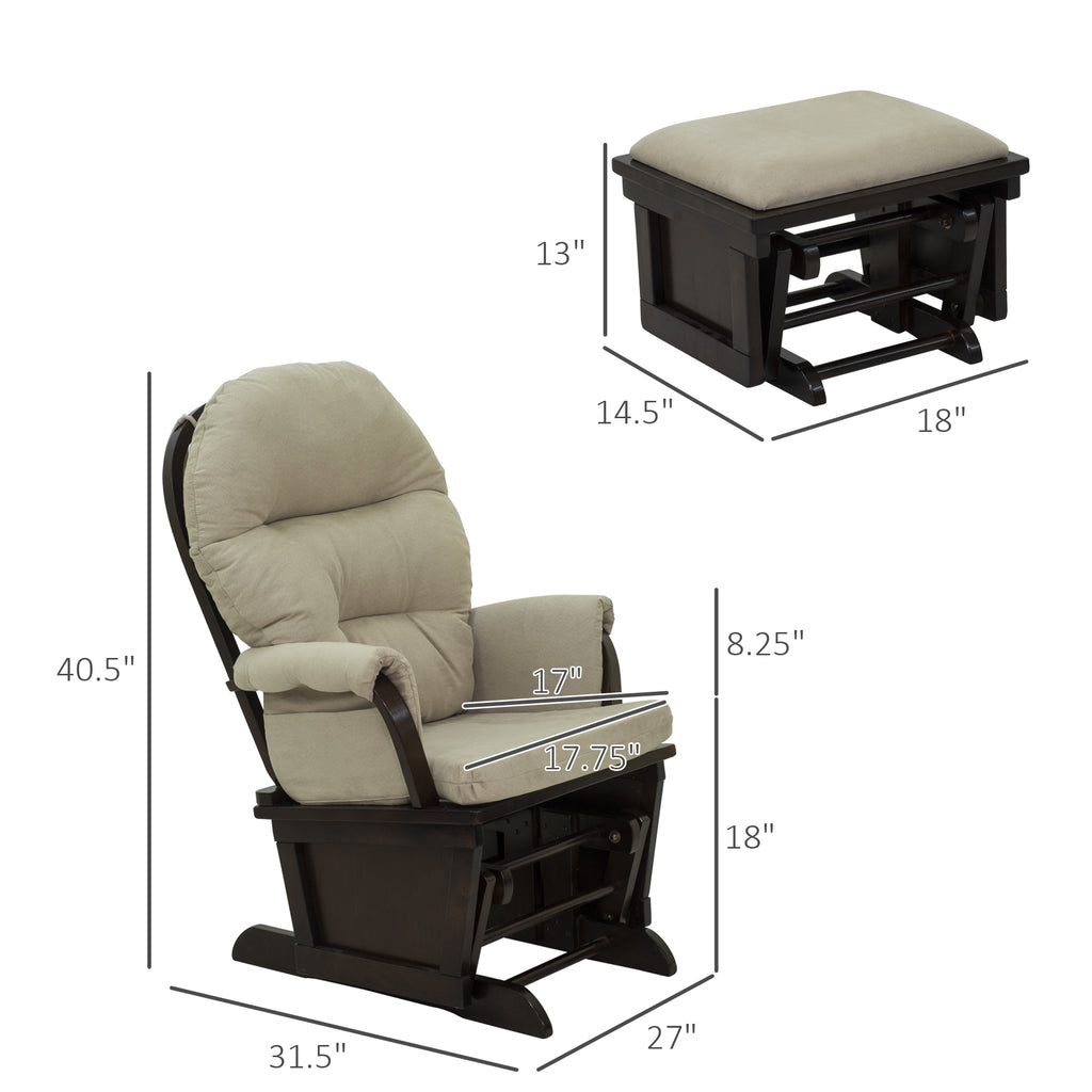 Nursery Glider Rocking Chair with Ottoman – Overstuffed Rocking Recliner Set