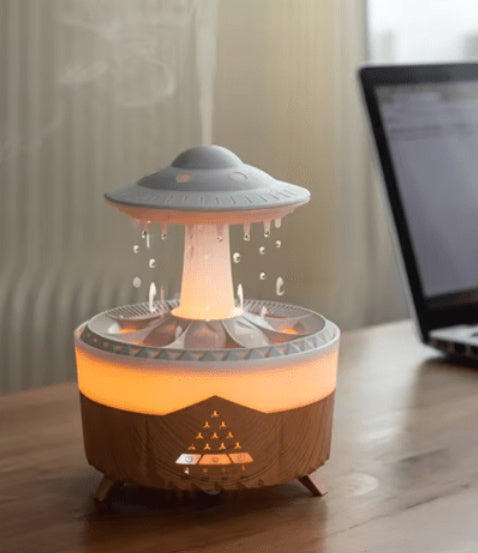Mushroom Air Humidifier with 7-Color LED Lights & Aromatherapy – Rain Cloud Mist Diffuser for Home & Office (150ml)