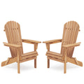 Wooden Outdoor Folding Adirondack Chair Set of 2 – Solid Wood Beach & Patio Lounge Chairs