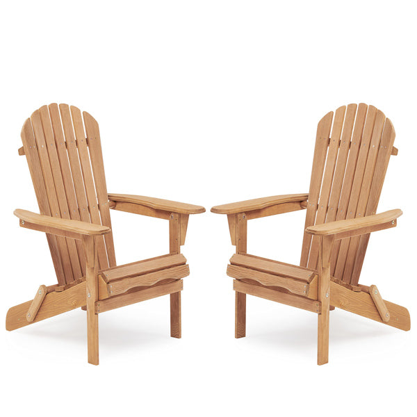 Wooden Outdoor Folding Adirondack Chair Set of 2 – Solid Wood Beach & Patio Lounge Chairs