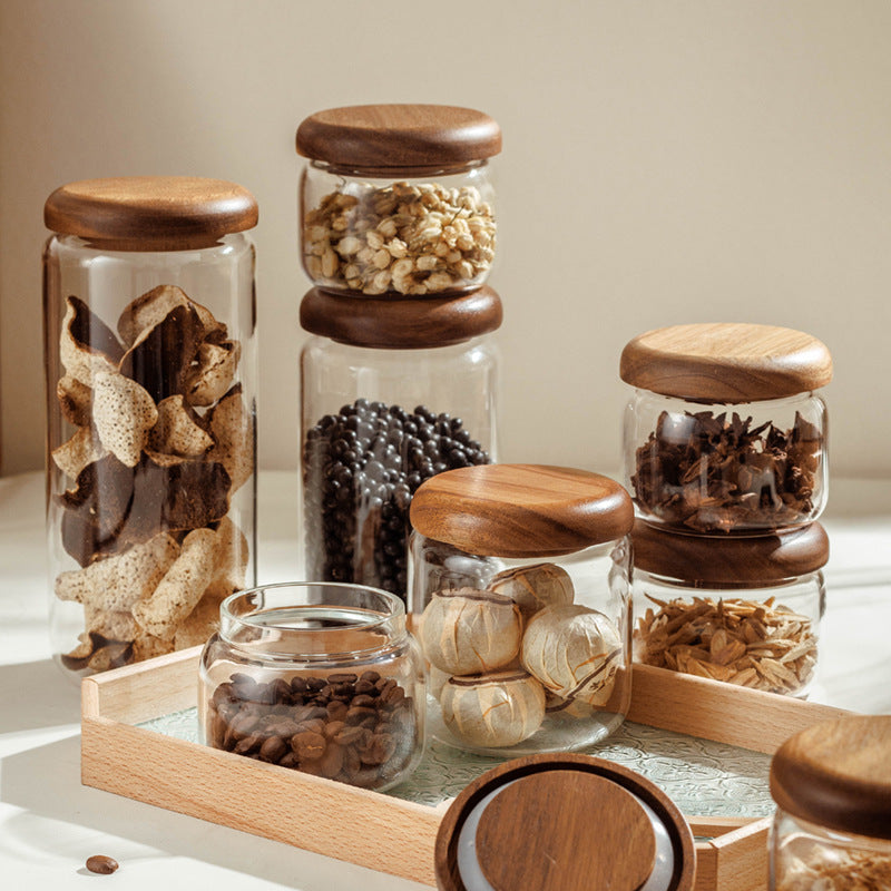 Modern  Container with Lid- Food Grade Glass Sealed Storage Jar  for kitchen 