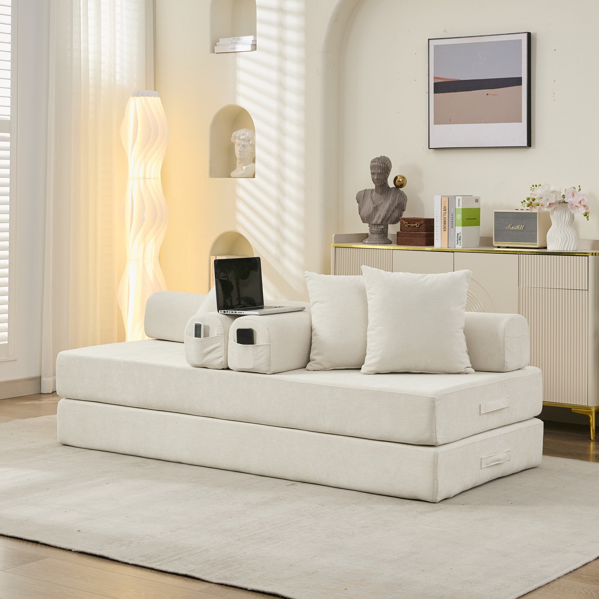 Convertible lounge sofa bed for bedroom and studio apartment