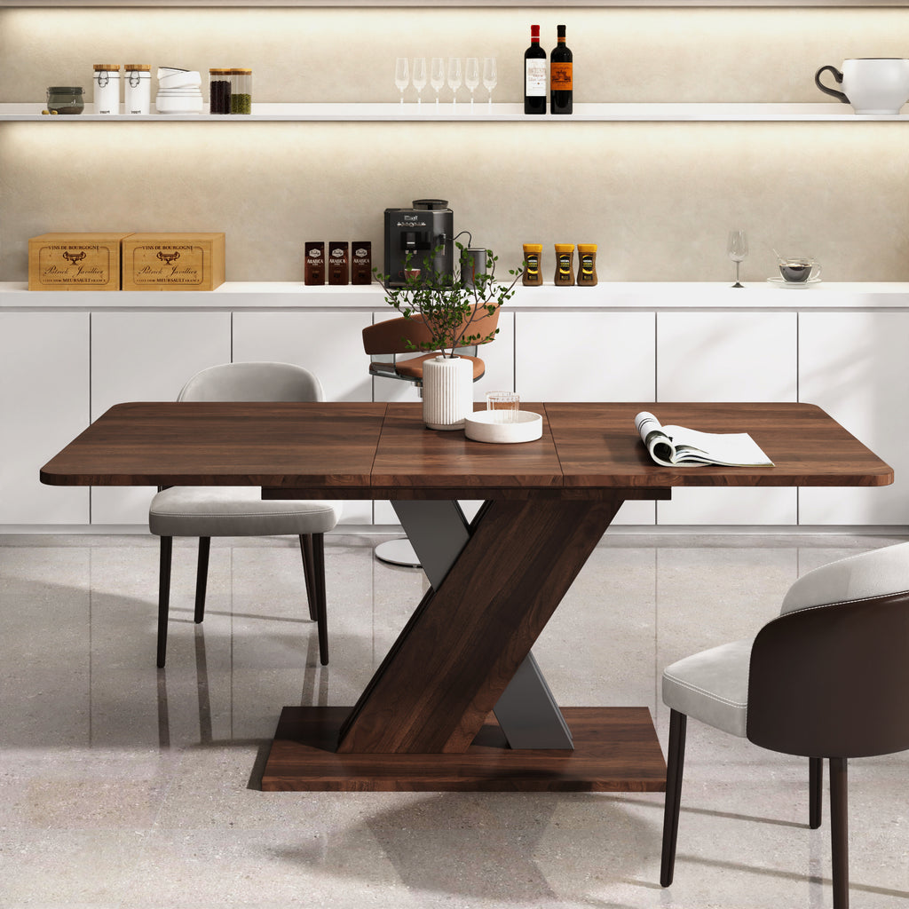 Multifunctional Extendable Console Table – Walnut Finish Modern Dining Table