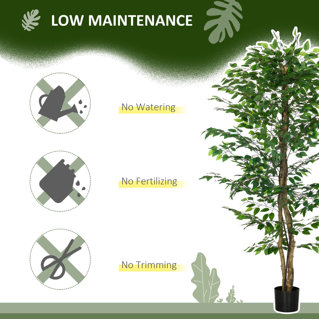 Artificial Ficus Tree 6FT – Indoor Faux Floor Plant in Pot for Home & Office Décor