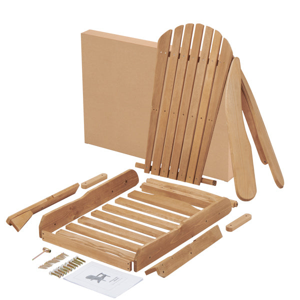 Wooden Outdoor Folding Adirondack Chair Set of 2 – Solid Wood Beach & Patio Lounge Chairs