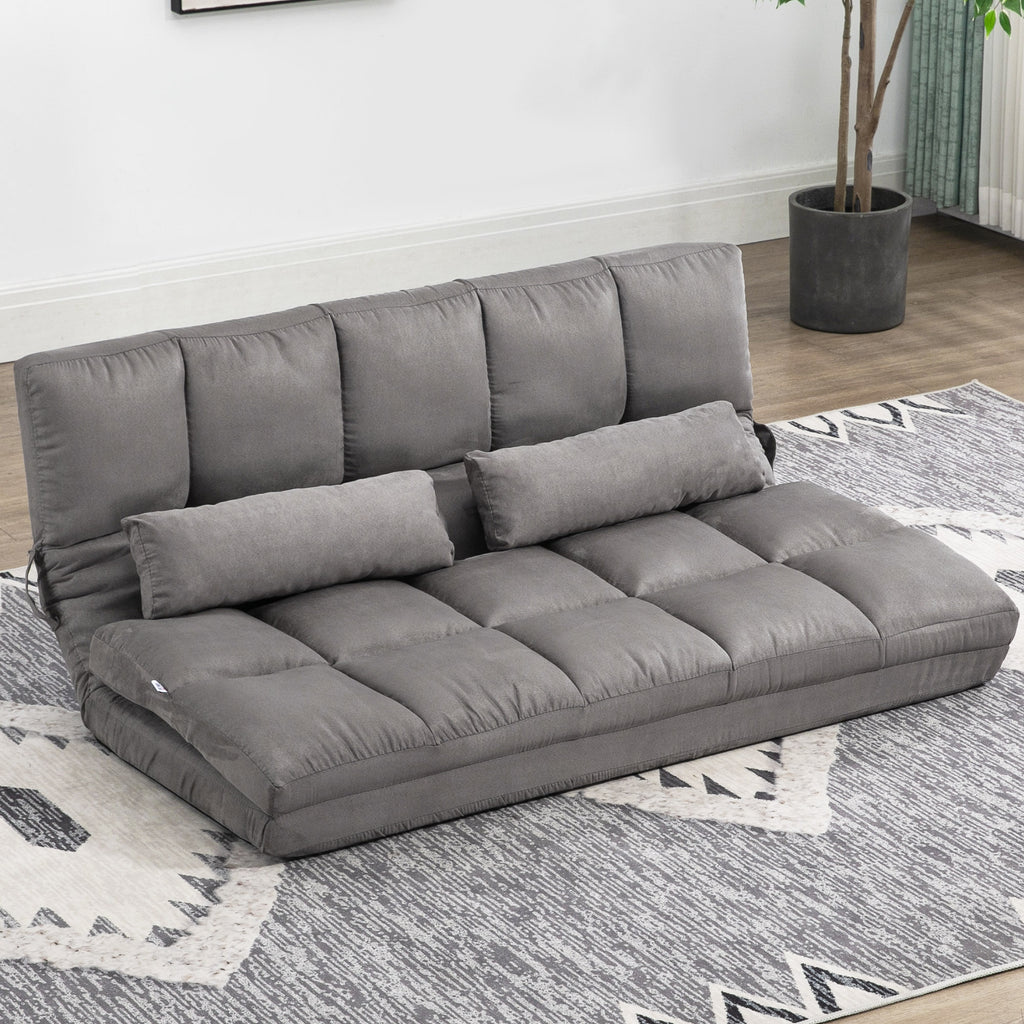 Recliner Sofa Convertible Floor Sofa Chair with Adjustable Backrest & Headrest – Dark Gray