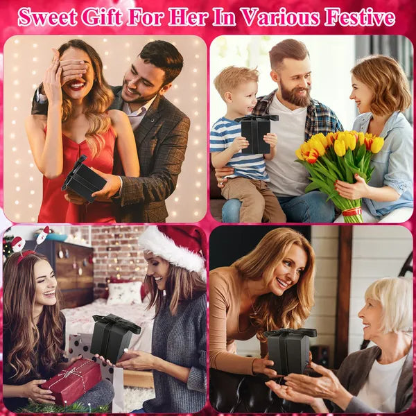 Valentine Special Preserved Red Real Rose with Heart Necklace – Eternal Flower Gift for Women