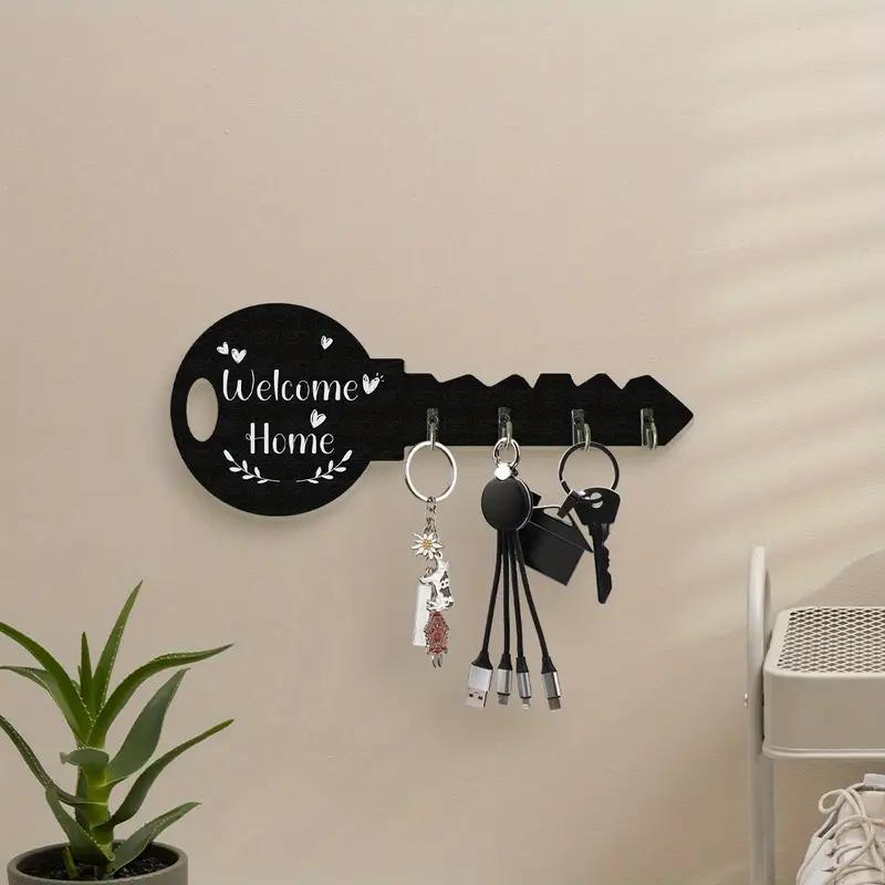 Retro Wooden Key Hook Wall Decoration – Vintage Rustic Key Shaped Wall Hook (1 Pc)
