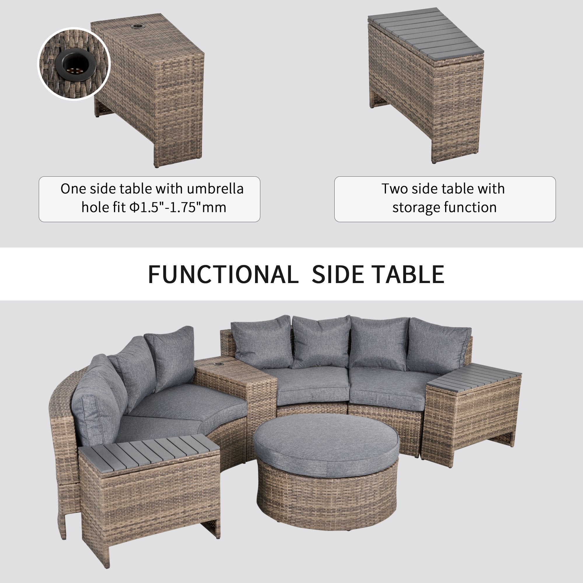 Outsunny 8-Piece Wicker Patio Furniture Set – Modern Outdoor Sectional Sofa with Cushions