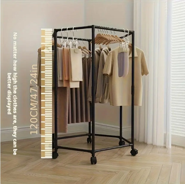 Space-Saving Hexagonal Clothes Drying Rack – Sturdy Metal Coat & Garment Stand
