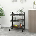 3-Tier Kitchen Trolley Cart with Wheels – Metal Rolling Storage Organizer (46 cm)