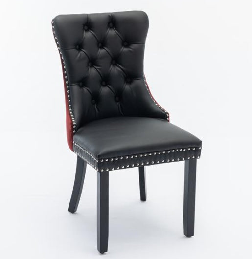 Modern Tufted Dining Chair Set of 2 – Solid Wood Frame, PU & Velvet Upholstery