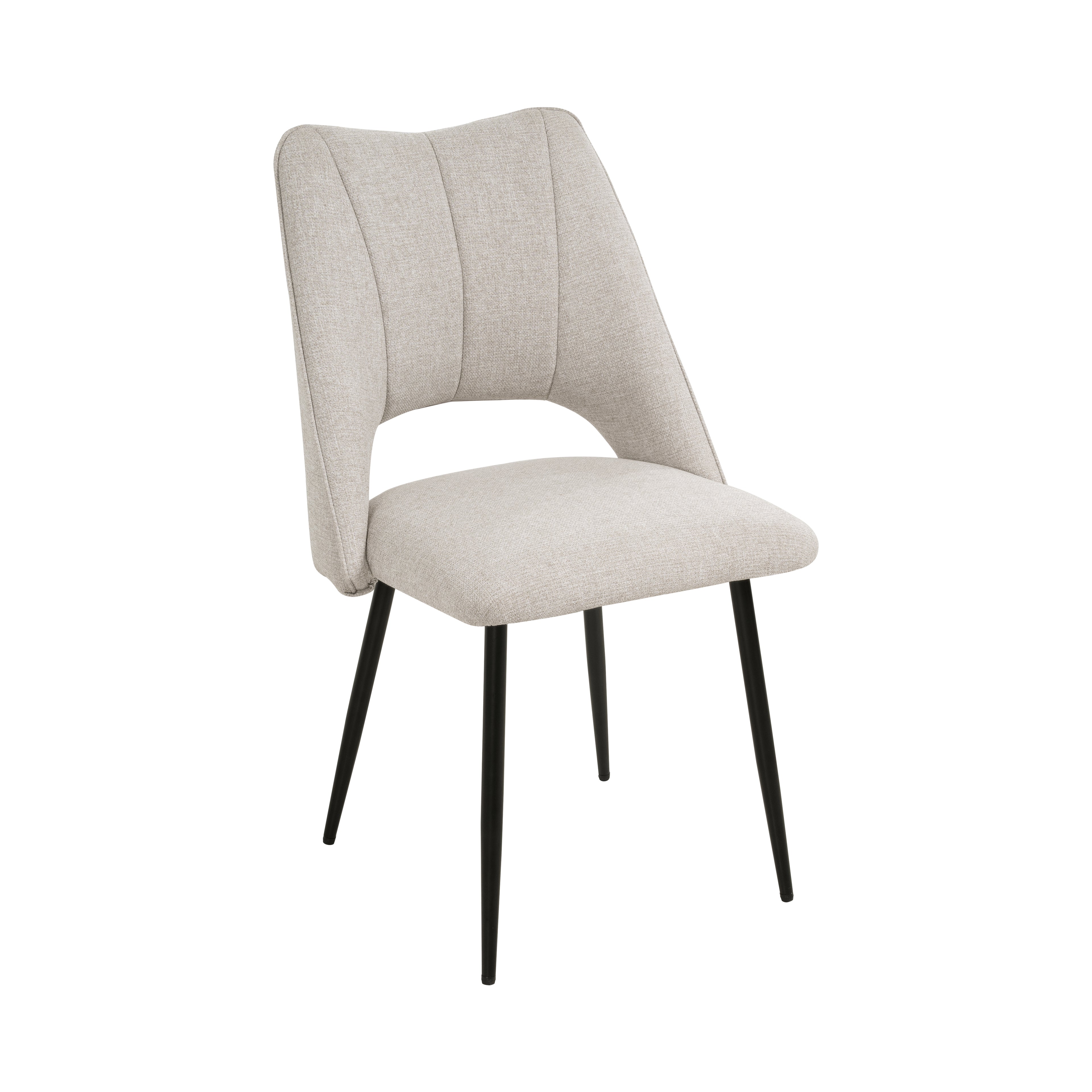 Set of 4 Modern Upholstered Dining Chairs – Linen Fabric with Metal Legs (Beige)